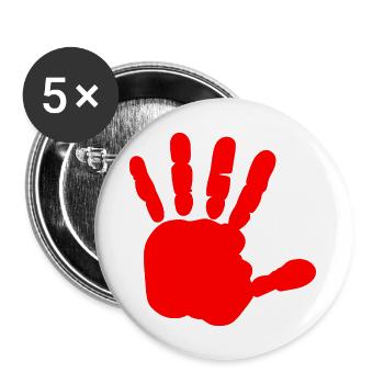 Rote hand - blut hand - BLUTIGE HAND - Buttons groß 56 mm (5er Pack) - Weiß - Vorne
