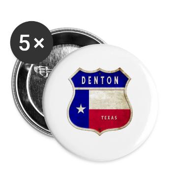 Denton Texas Wappen Flaggen Design - Buttons groß 56 mm (5er Pack) - Weiß - Vorne