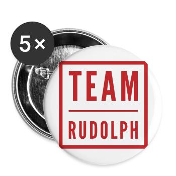 TEAM RUDOLPH Noël Joyeux Noël X-Mas : ) - Lot de 5 grands badges (56 mm) - blanc - Devant
