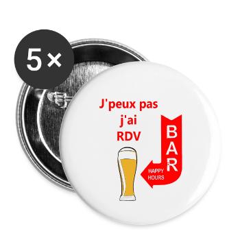 j'peux pas j'ai rdv au bar - Lot de 5 grands badges (56 mm) - blanc - Devant
