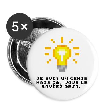 Je suis un génie - Lot de 5 grands badges (56 mm) - blanc - Devant