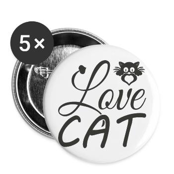 Love Cat - Buttons large 2.2''/56 mm (5-pack) - white - Front