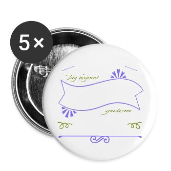 kaffeebecher arbeiten frühstück kaffeetrinker - Buttons groß 56 mm (5er Pack) - Weiß - Vorne