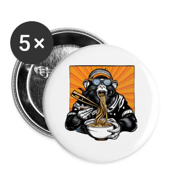 Swag Monkey aime le design de nouilles ramen - Lot de 5 grands badges (56 mm) - blanc - Devant