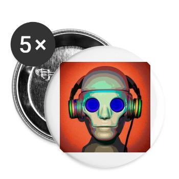 Büste eines Cyborgs, der Musik hört - Buttons groß 56 mm (5er Pack) - Weiß - Vorne