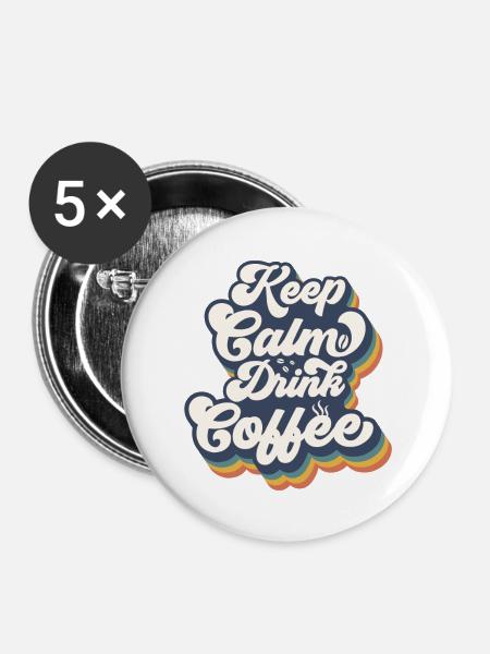 Coffee - Buttons groß 56 mm (5er Pack) - Weiß