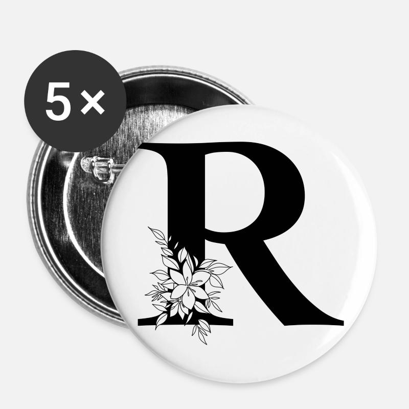 Letter R - Buttons large 2.2''/56 mm (5-pack) - white