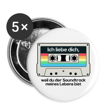Du bist der Soundtrack meines Lebens - Buttons groß 56 mm (5er Pack) - Weiß - Vorne