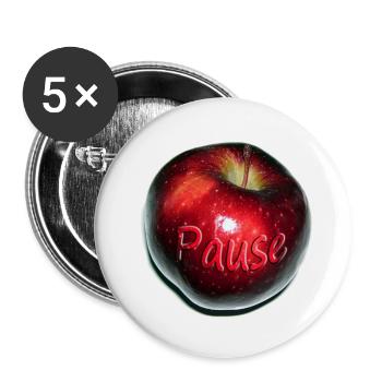 Apfel 01 Pause Poster - Buttons groß 56 mm (5er Pack) - Weiß - Vorne