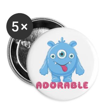Adorable little cheerful monster. Funny gift idea. - Buttons large 2.2''/56 mm (5-pack) - white - Front