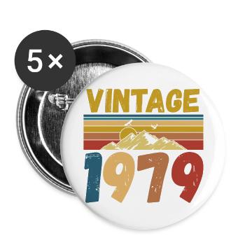 vintage 1979 - Buttons large 2.2''/56 mm (5-pack) - white - Front