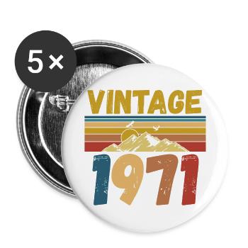 vintage 1971 - Buttons large 2.2''/56 mm (5-pack) - white - Front