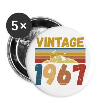 vintage 1967 - Buttons large 2.2''/56 mm (5-pack) - white - Front