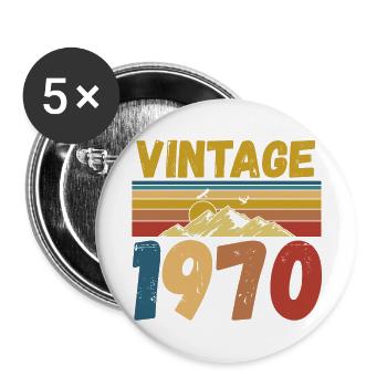 vintage 1970 - Buttons large 2.2''/56 mm (5-pack) - white - Front