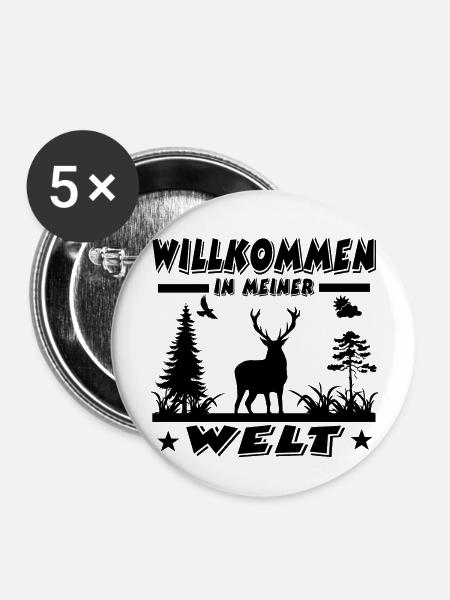 Hirsch - Buttons groß 56 mm (5er Pack) - Weiß