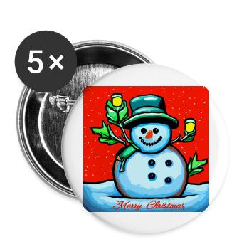 Merry Christmas Feliz Navidad - Buttons large 2.2''/56 mm (5-pack) - white - Front
