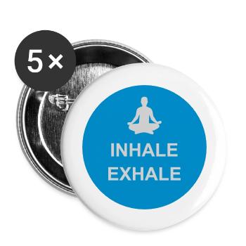 inhale exhale yoga Zitat - Buttons groß 56 mm (5er Pack) - Weiß - Vorne