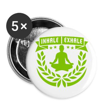 inhale exhale yoga quote - Buttons large 2.2''/56 mm (5-pack) - white - Front