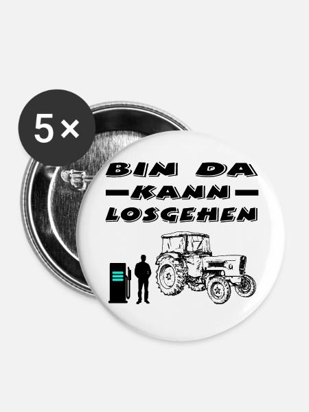 Traktor - Buttons groß 56 mm (5er Pack) - Weiß