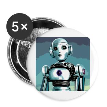 Roboter, Android, Cyborg, Science Fiction - Buttons groß 56 mm (5er Pack) - Weiß - Vorne