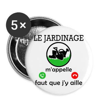 le jardinage m appelle / humour jardinière - Lot de 5 grands badges (56 mm) - blanc - Devant