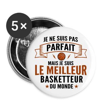 pas parfait mais le meilleur basketteur du monde - Lot de 5 grands badges (56 mm) - blanc - Devant