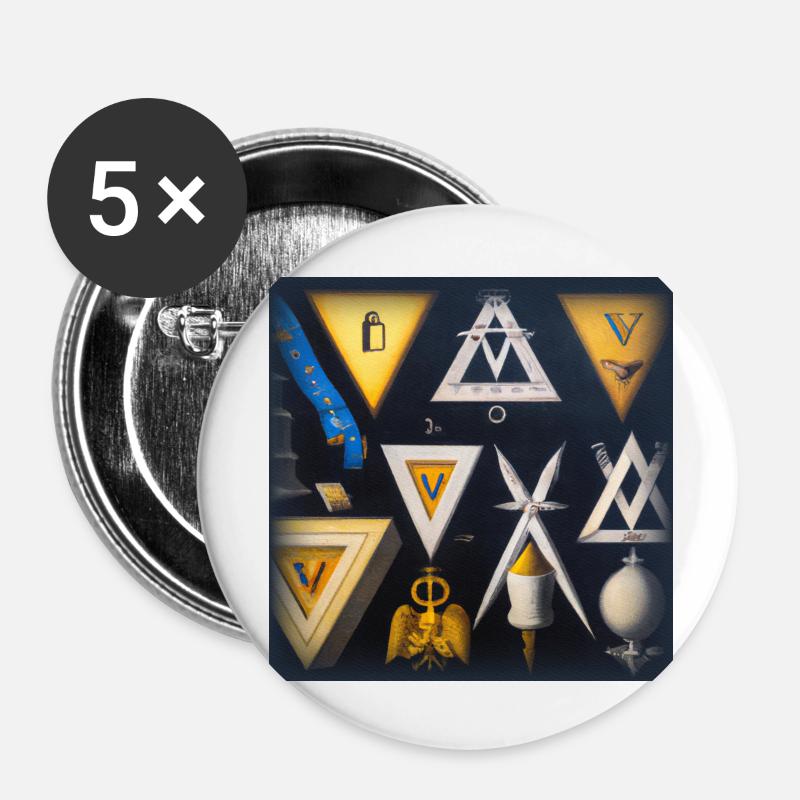 Freemason World - Buttons large 2.2''/56 mm (5-pack) - white