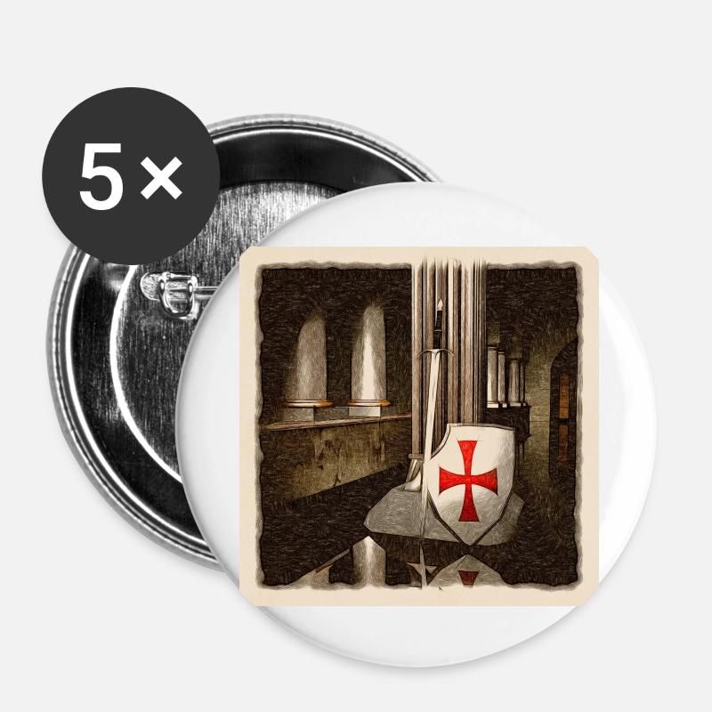 Knights Templar - Buttons large 2.2''/56 mm (5-pack) - white