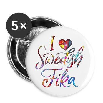 Suède Suède Viking Norden Scandinavie fika - Lot de 5 grands badges (56 mm) - blanc - Devant