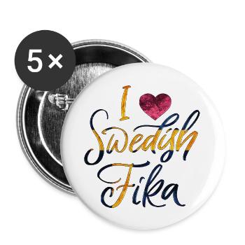 Suède Suède Viking Norden Scandinavie fika - Lot de 5 grands badges (56 mm) - blanc - Devant
