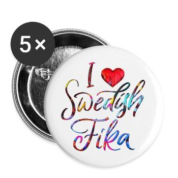 Suède Suède Viking Norden Scandinavie fika - Lot de 5 grands badges (56 mm) - blanc - Devant