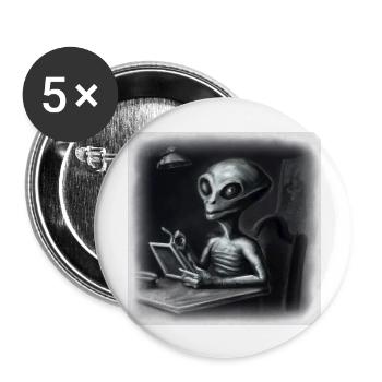 alien noir - Buttons large 2.2''/56 mm (5-pack) - white - Front