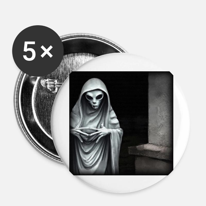 Spooky Alien - Buttons large 2.2''/56 mm (5-pack) - white