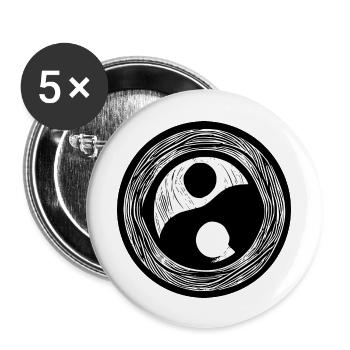 Yin Yang Signe Symbole Paix Heureux 11 - Lot de 5 grands badges (56 mm) - blanc - Devant