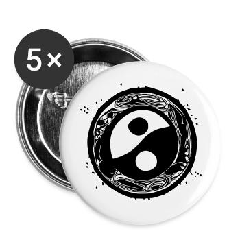 Yin Yang Signe Symbole Paix Bonheur Vecteur 14 - Lot de 5 grands badges (56 mm) - blanc - Devant