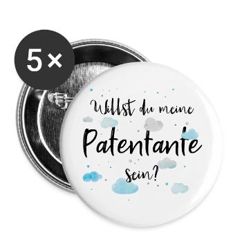 Willst du meine Patentante sein? - Buttons groß 56 mm (5er Pack) - Weiß - Vorne