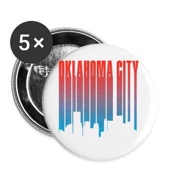 Oklahoma City Skyline Gradient - Buttons groß 56 mm (5er Pack) - Weiß - Vorne