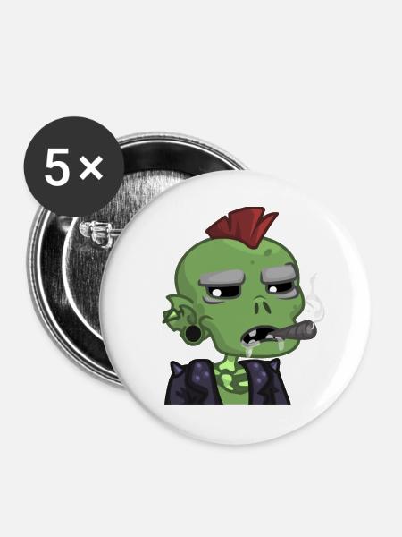 Zombie420 - Buttons groß 56 mm (5er Pack) - Weiß