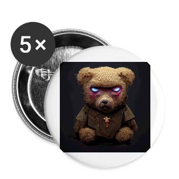 Bad Teddy - Buttons groß 56 mm (5er Pack) - Weiß - Vorne