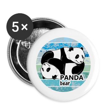 Mignons pandas ours - Lot de 5 grands badges (56 mm) - blanc - Devant