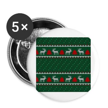 Christmas Gifts | Tree - Reindeer Pattern 2022 - Buttons large 2.2''/56 mm (5-pack) - white - Front