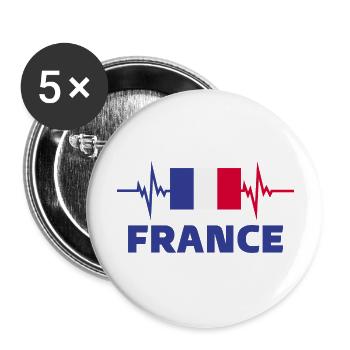 France Football 2022 battement de cœur France - Lot de 5 grands badges (56 mm) - blanc - Devant