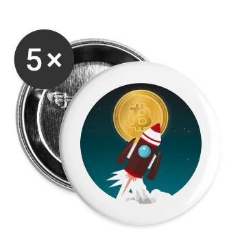 Rocket Bitcoin Money Money to the moon - Buttons large 2.2''/56 mm (5-pack) - white - Front