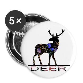 Cerf - Lot de 5 grands badges (56 mm) - blanc - Devant