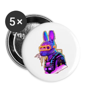Cyber Rabbit - Buttons groß 56 mm (5er Pack) - Weiß - Vorne