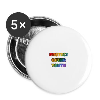 Queere Jugend schützen - Buttons groß 56 mm (5er Pack) - Weiß - Vorne