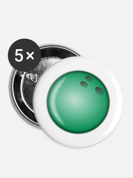Bowling - Buttons groß 56 mm (5er Pack) - Weiß