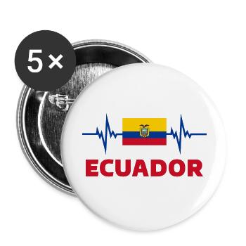 Ecuador Fußball 2022 Ecuador Herzschlag Ecuador Fl - Buttons groß 56 mm (5er Pack) - Weiß - Vorne