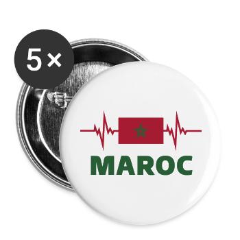 Morocco Football 2022 Morocco Heartbeat Morocco - Buttons large 2.2''/56 mm (5-pack) - white - Front