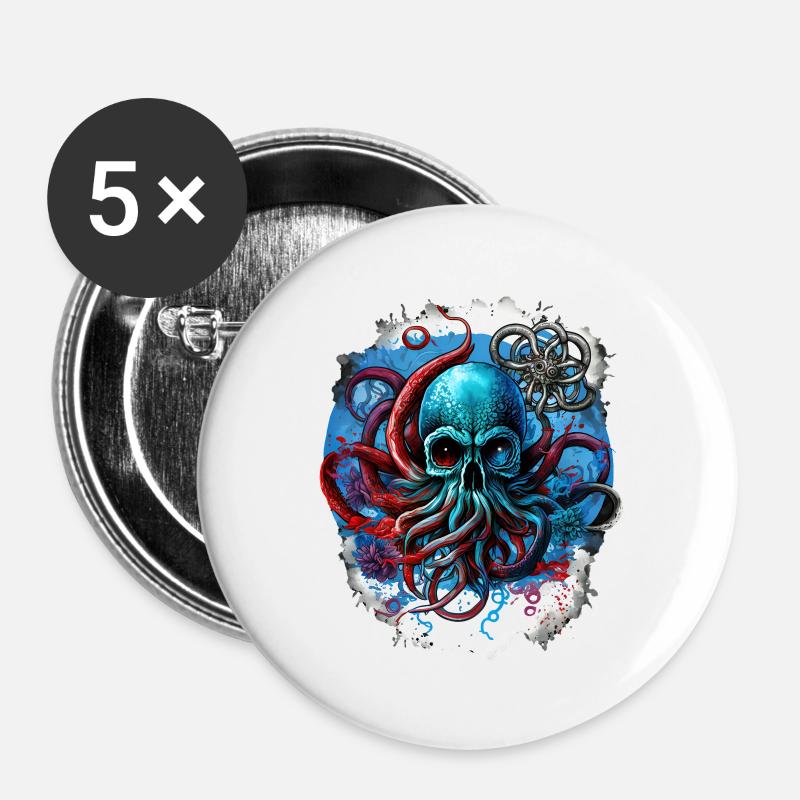 Pirate octopus - Buttons large 2.2''/56 mm (5-pack) - white
